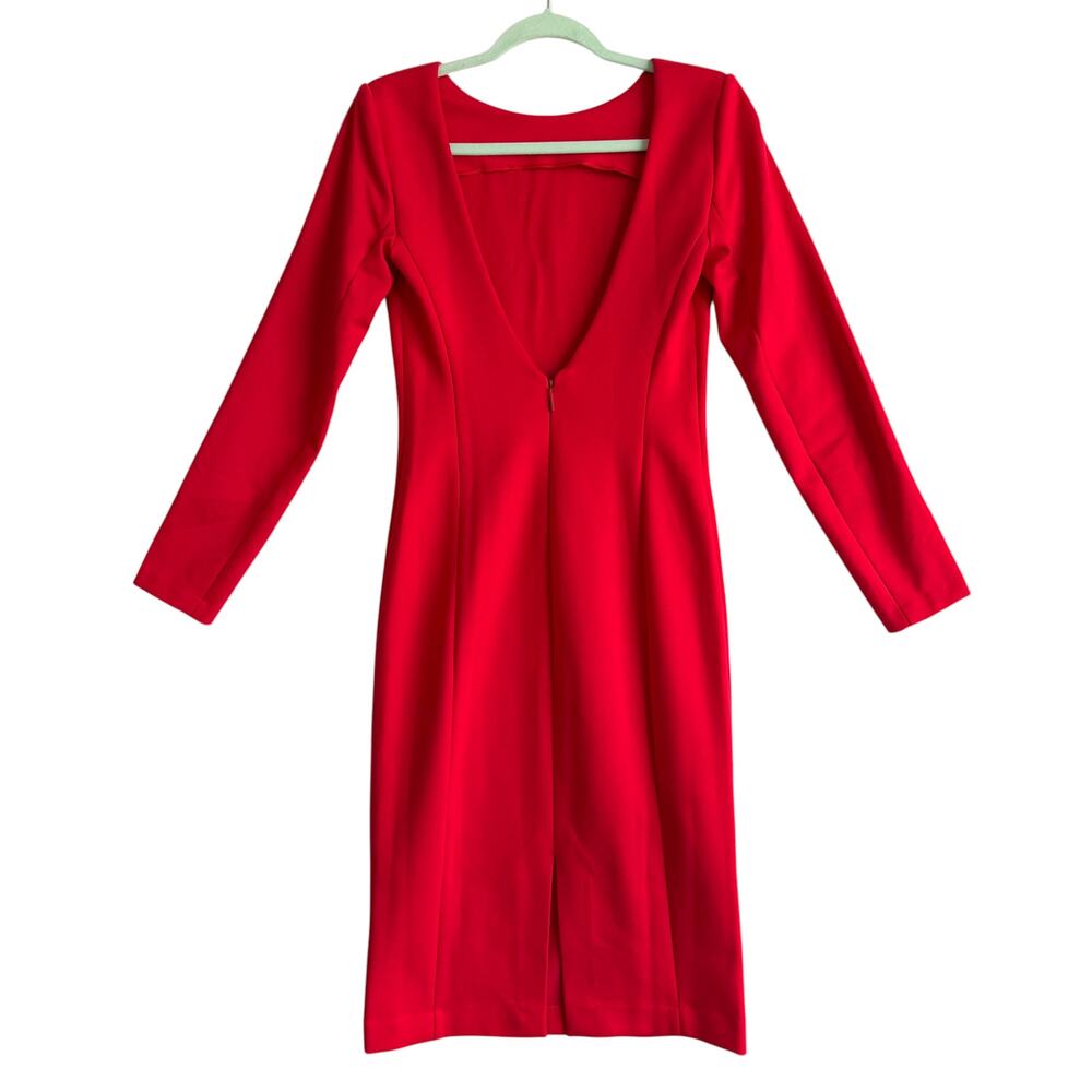 Spanx Ponte Low-Back Long Sleeve Midi Dress Red Small Office Career Professional - Picture 10 of 16